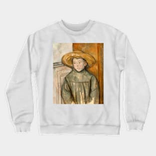 Boy With a Straw Hat by Paul Cezanne Crewneck Sweatshirt